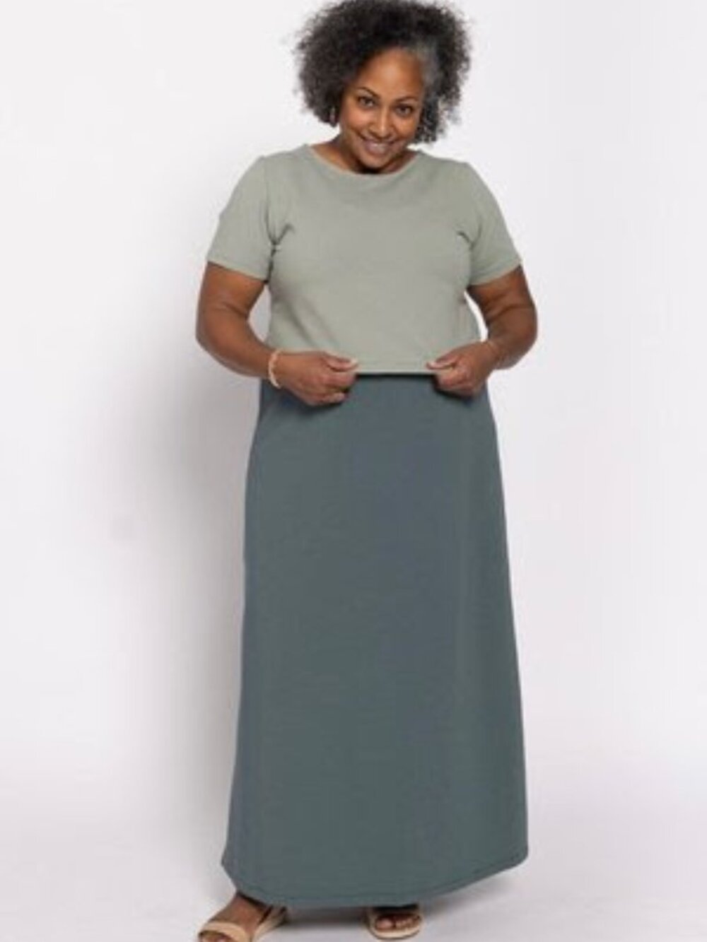 Conscious Clothing Lounge Crop Tee, Organic Cotton, Size Medium in Pistachio